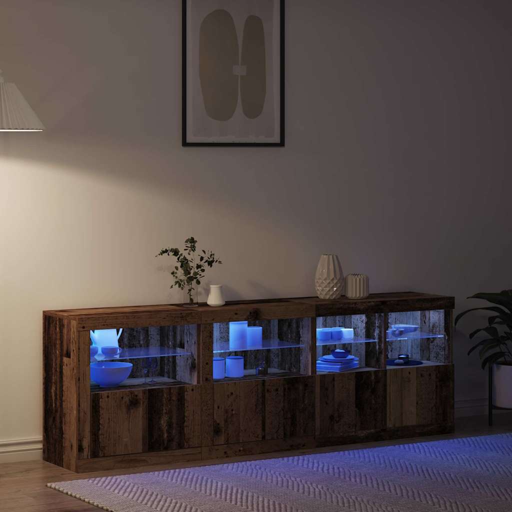 LED-Sideboard Altholz 202 x 37 x 67 cm Holzwerkstoff