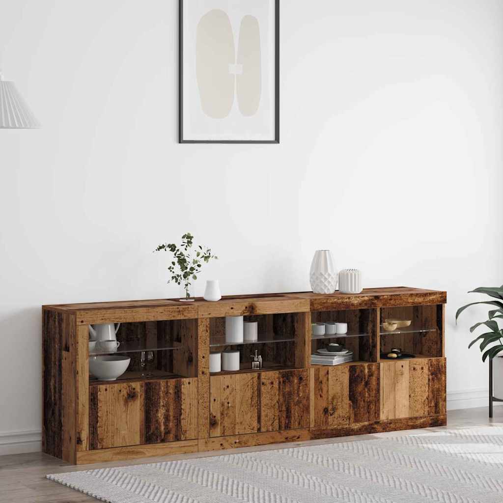 LED-Sideboard Altholz 202 x 37 x 67 cm Holzwerkstoff