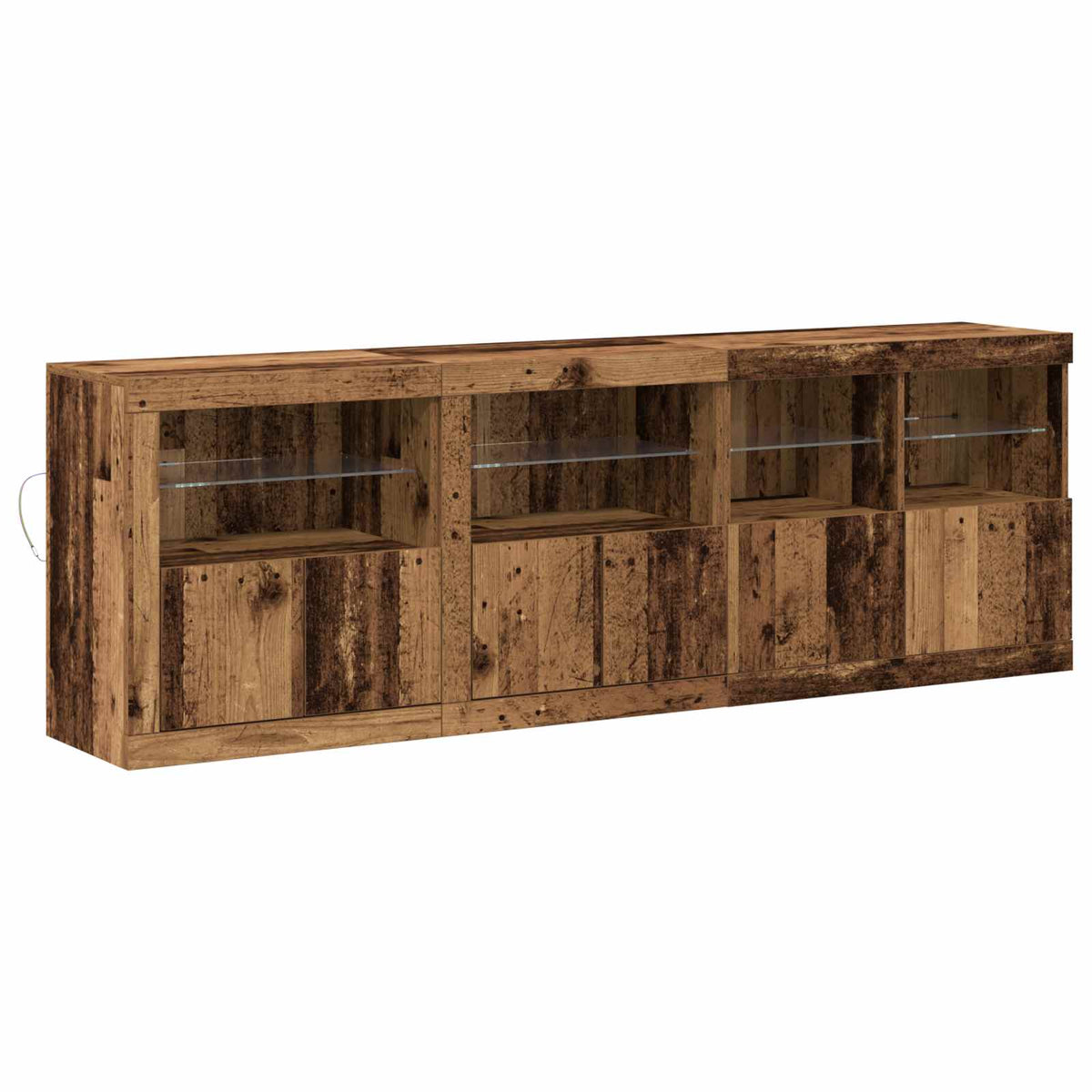 LED-Sideboard Altholz 202 x 37 x 67 cm Holzwerkstoff