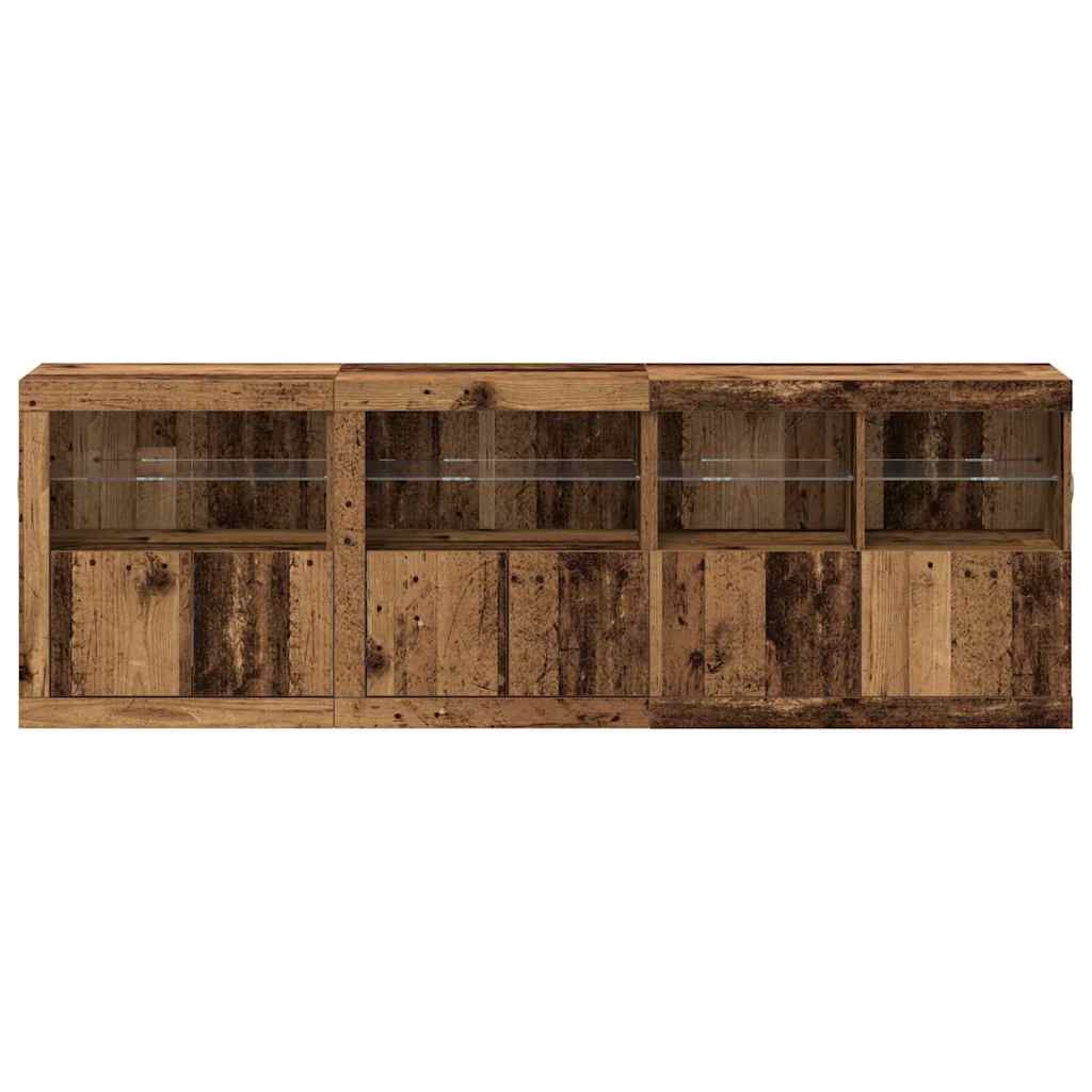 LED-Sideboard Altholz 202 x 37 x 67 cm Holzwerkstoff