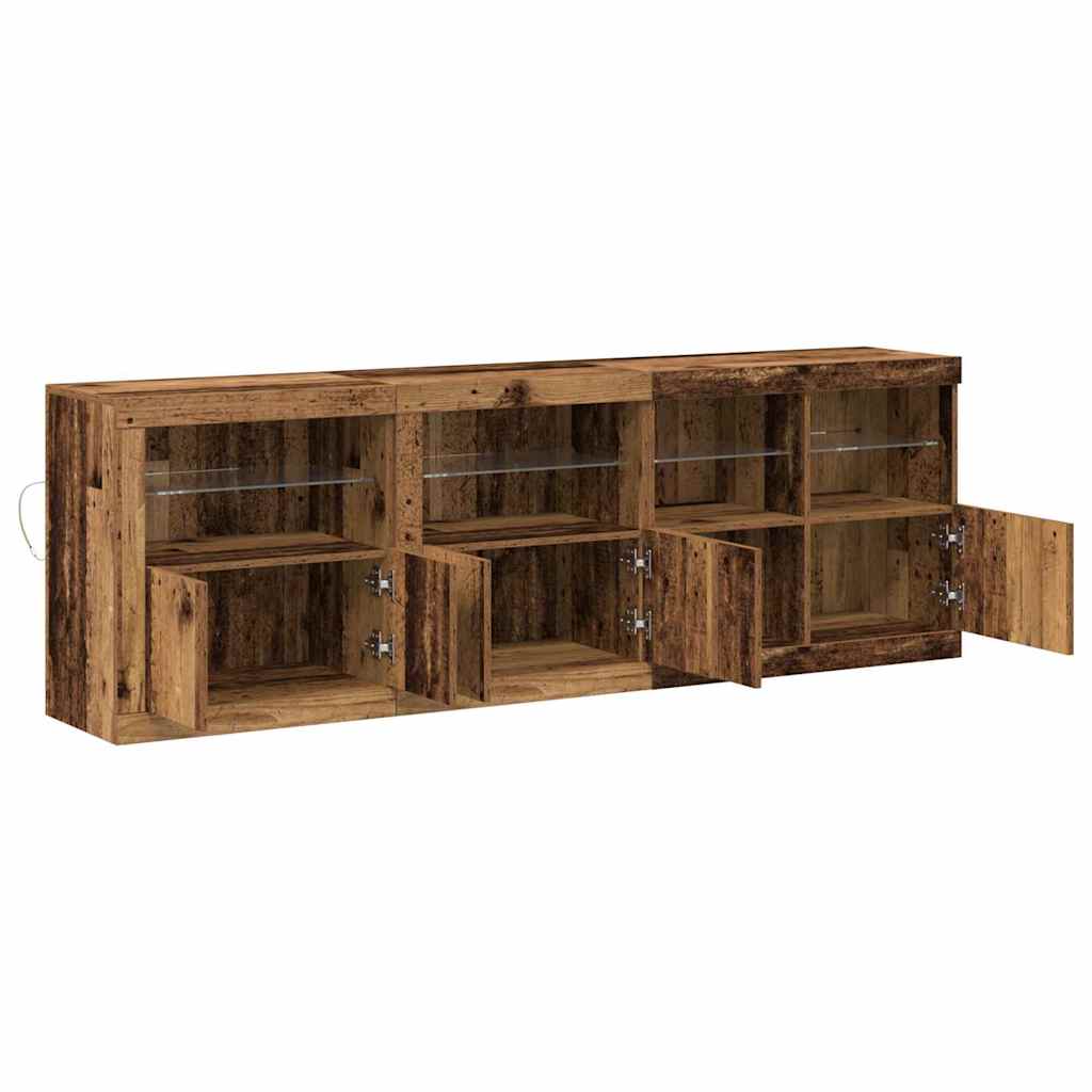 LED-Sideboard Altholz 202 x 37 x 67 cm Holzwerkstoff