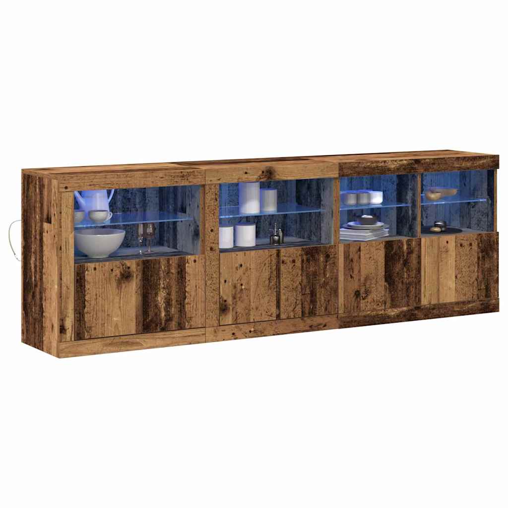 LED-Sideboard Altholz 202 x 37 x 67 cm Holzwerkstoff