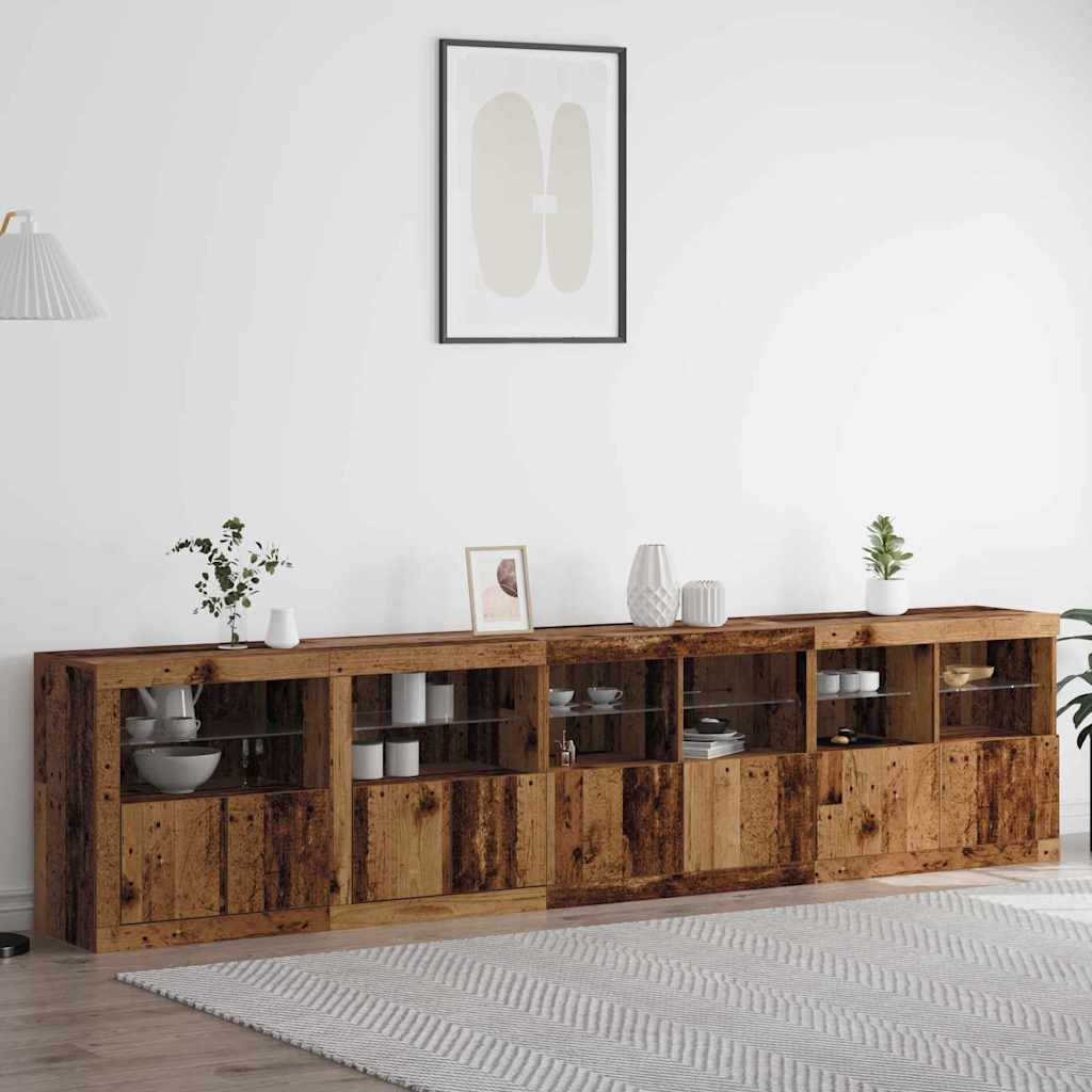 LED-Sideboard Altholz 283 x 37 x 67 cm Holzwerkstoff