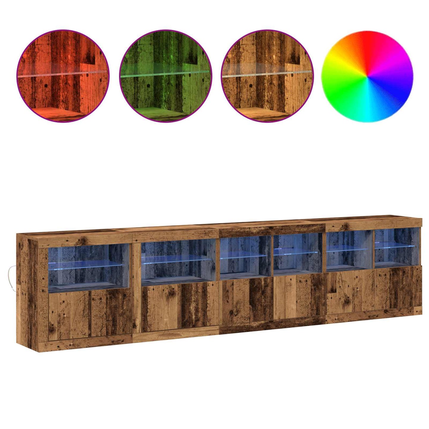 LED-Sideboard Altholz 283 x 37 x 67 cm Holzwerkstoff