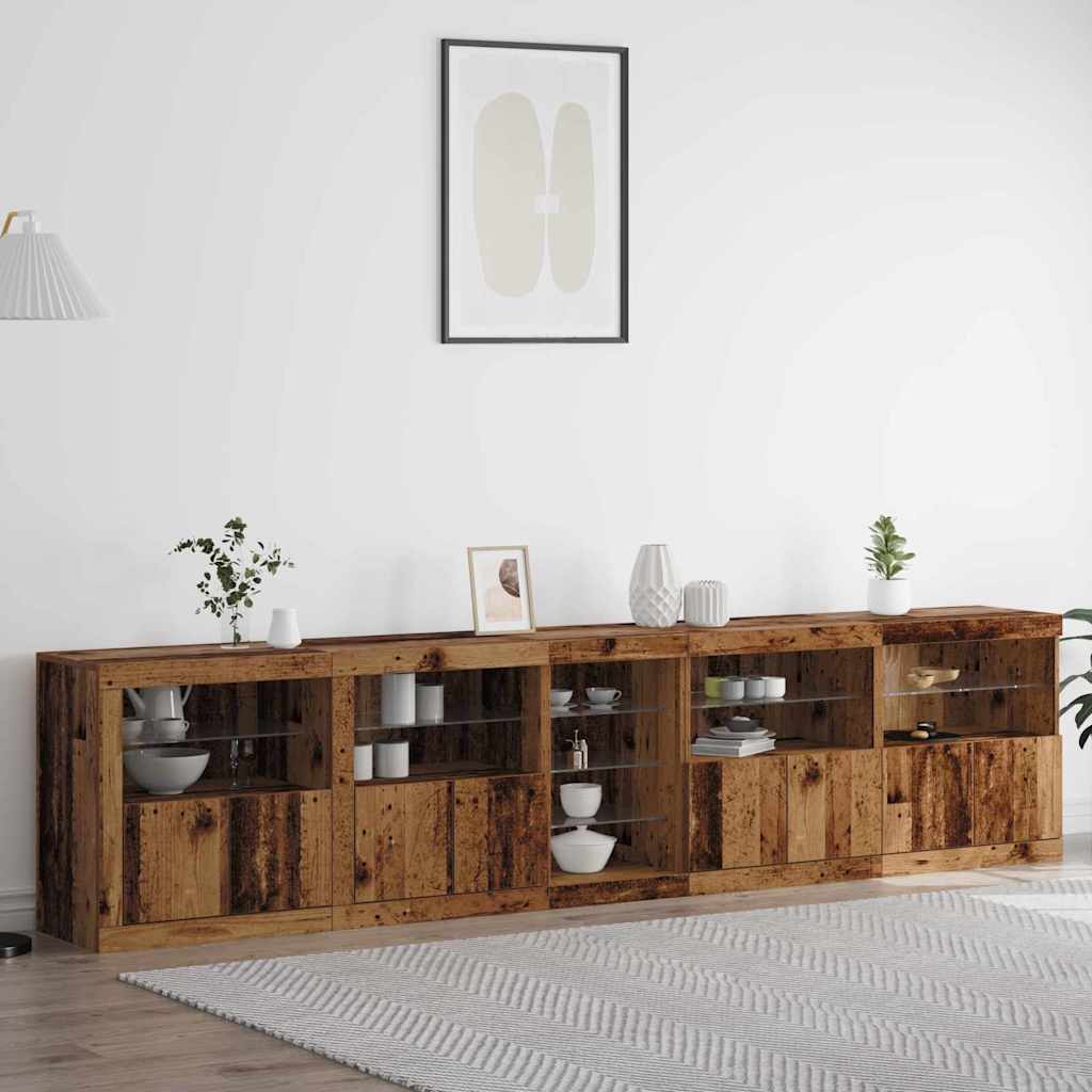 LED-Sideboard Altholz 283 x 37 x 67 cm Holzwerkstoff