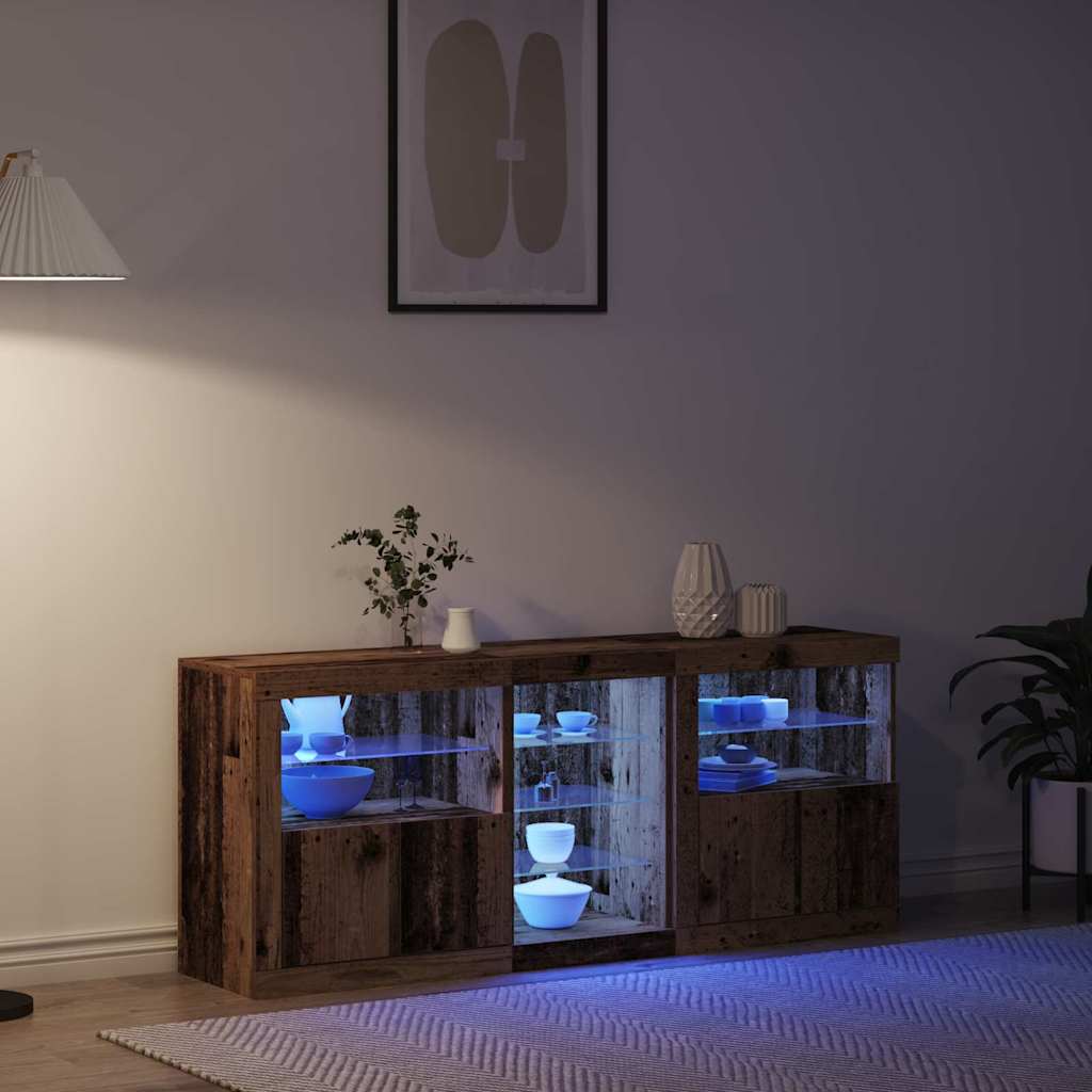 LED-Sideboard Altholz 162 x 37 x 67 cm Holzwerkstoff