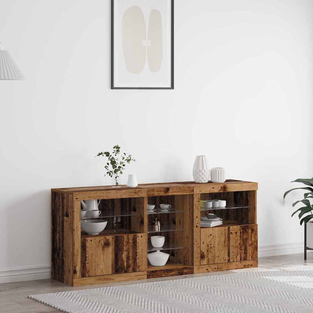 LED-Sideboard Altholz 162 x 37 x 67 cm Holzwerkstoff