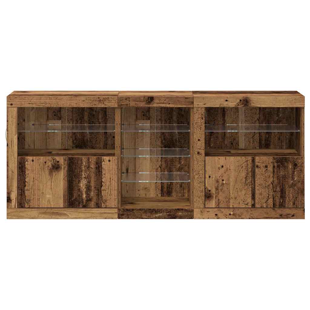 LED-Sideboard Altholz 162 x 37 x 67 cm Holzwerkstoff