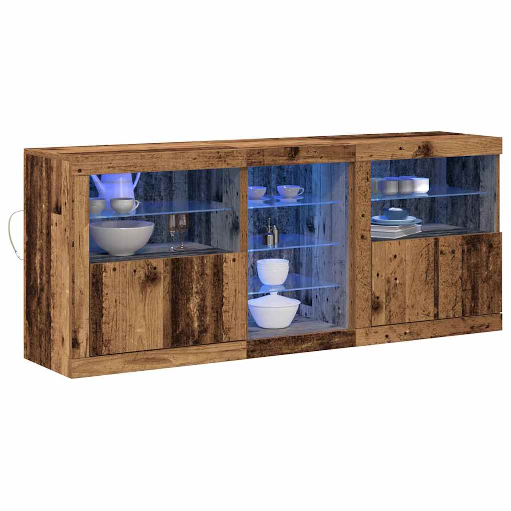 LED-Sideboard Altholz 162 x 37 x 67 cm Holzwerkstoff