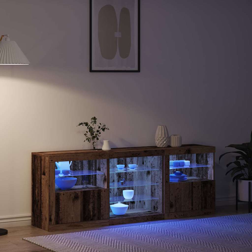 LED-Sideboard Altholz 181,5 x 37 x 67 cm Holzwerkstoff
