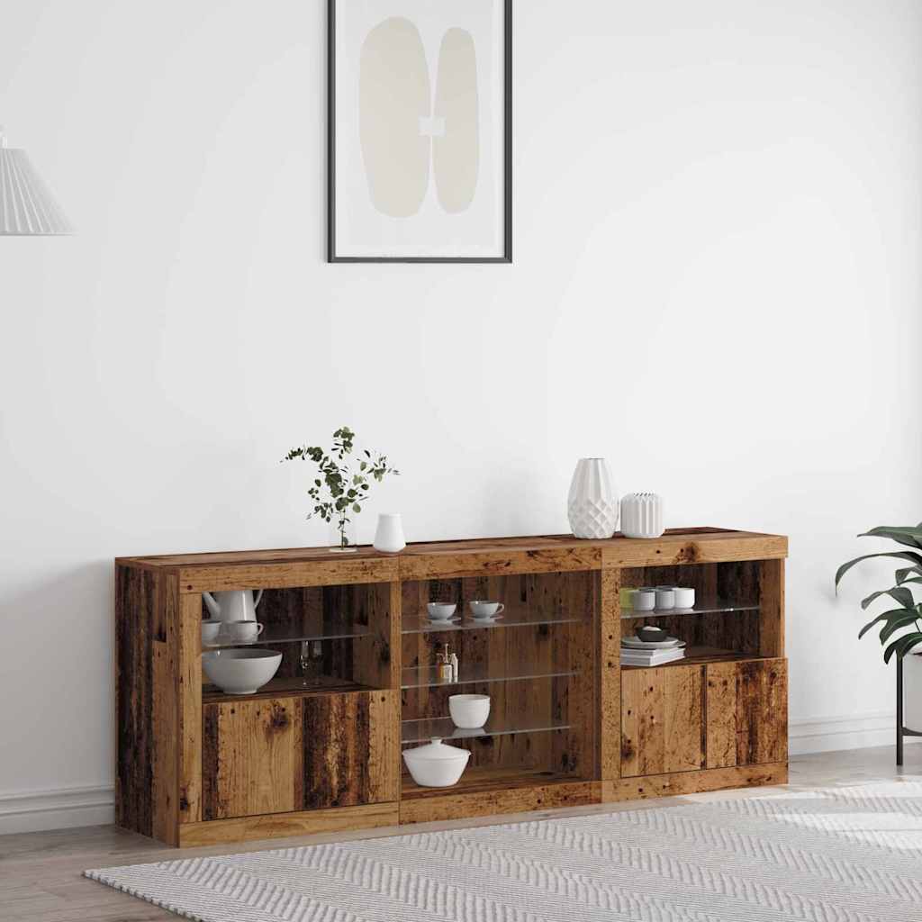 LED-Sideboard Altholz 181,5 x 37 x 67 cm Holzwerkstoff