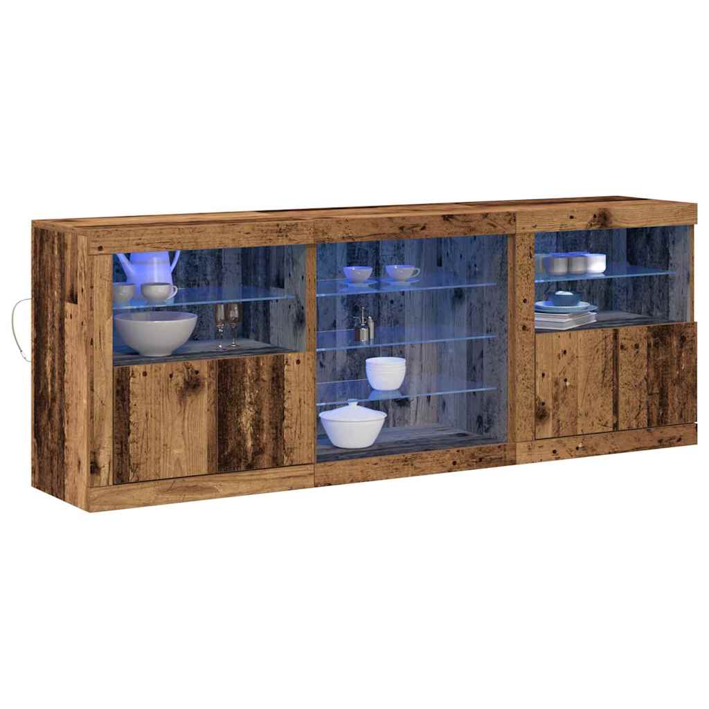 LED-Sideboard Altholz 181,5 x 37 x 67 cm Holzwerkstoff