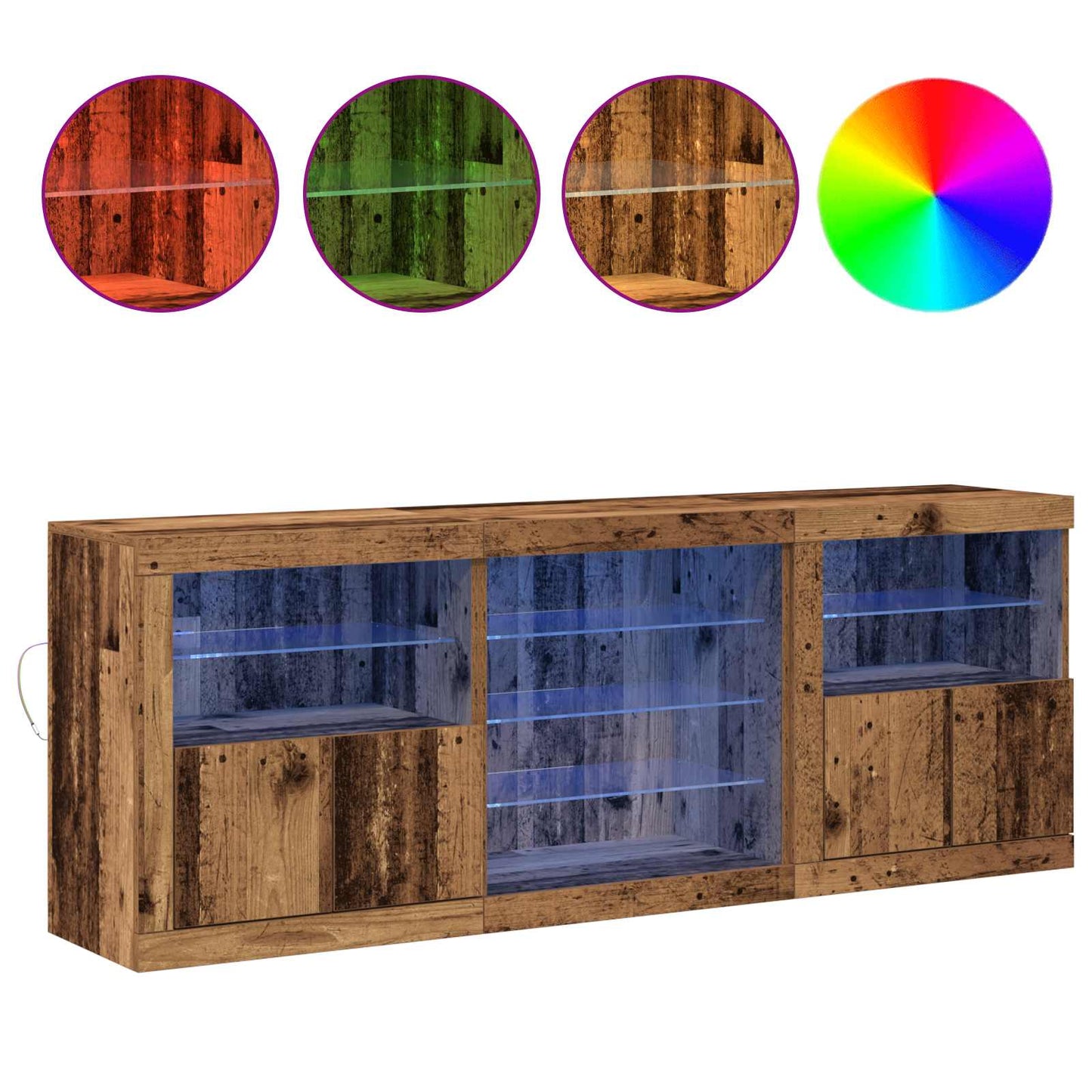 LED-Sideboard Altholz 181,5 x 37 x 67 cm Holzwerkstoff