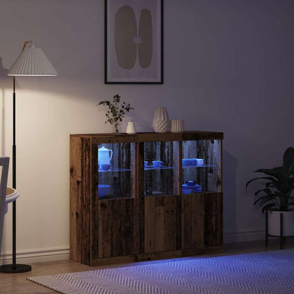 LED-Sideboard 3 stk. Altholz 123 x 37 x 100 cm Holzwerkstoff