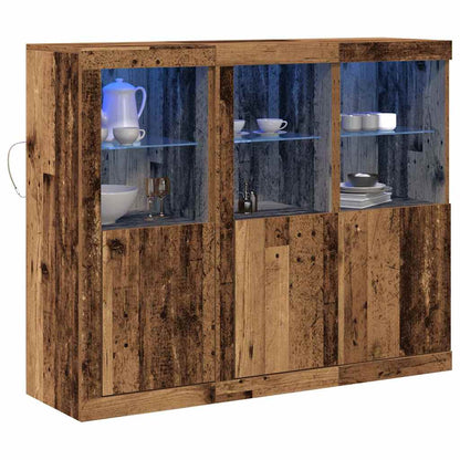 LED-Sideboard 3 stk. Altholz 123 x 37 x 100 cm Holzwerkstoff