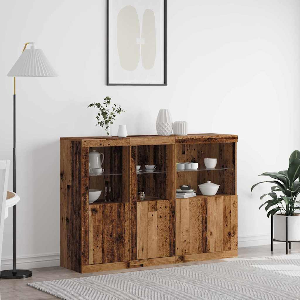LED-Sideboard Altholz 142,5 x 37 x 100 cm Holzwerkstoff
