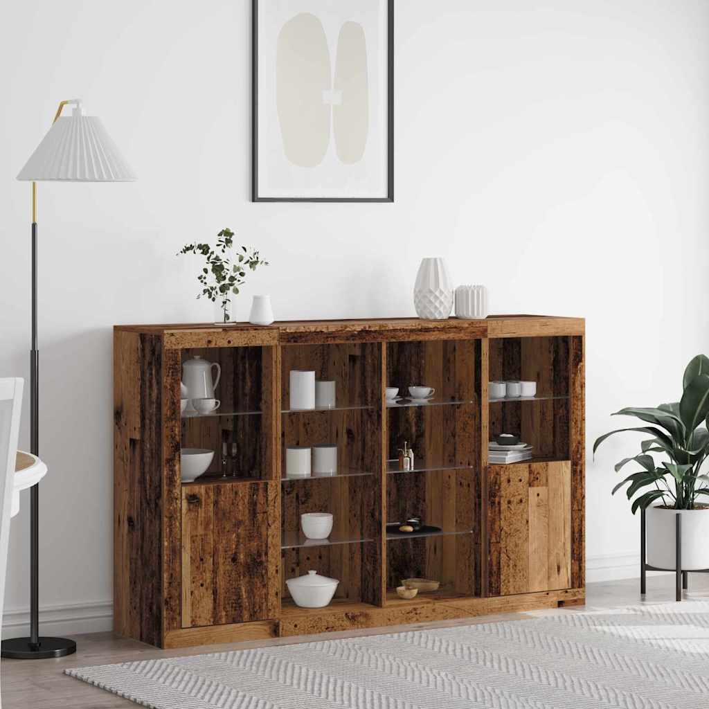 LED-Sideboard Altholz 163 x 37 x 100 cm Holzwerkstoff