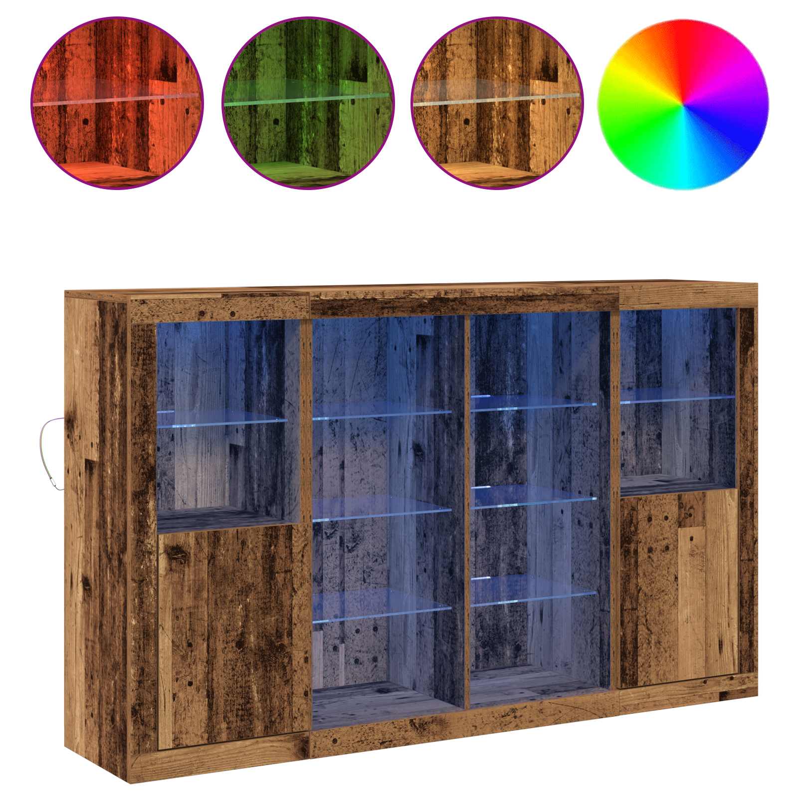 LED-Sideboard Altholz 163 x 37 x 100 cm Holzwerkstoff