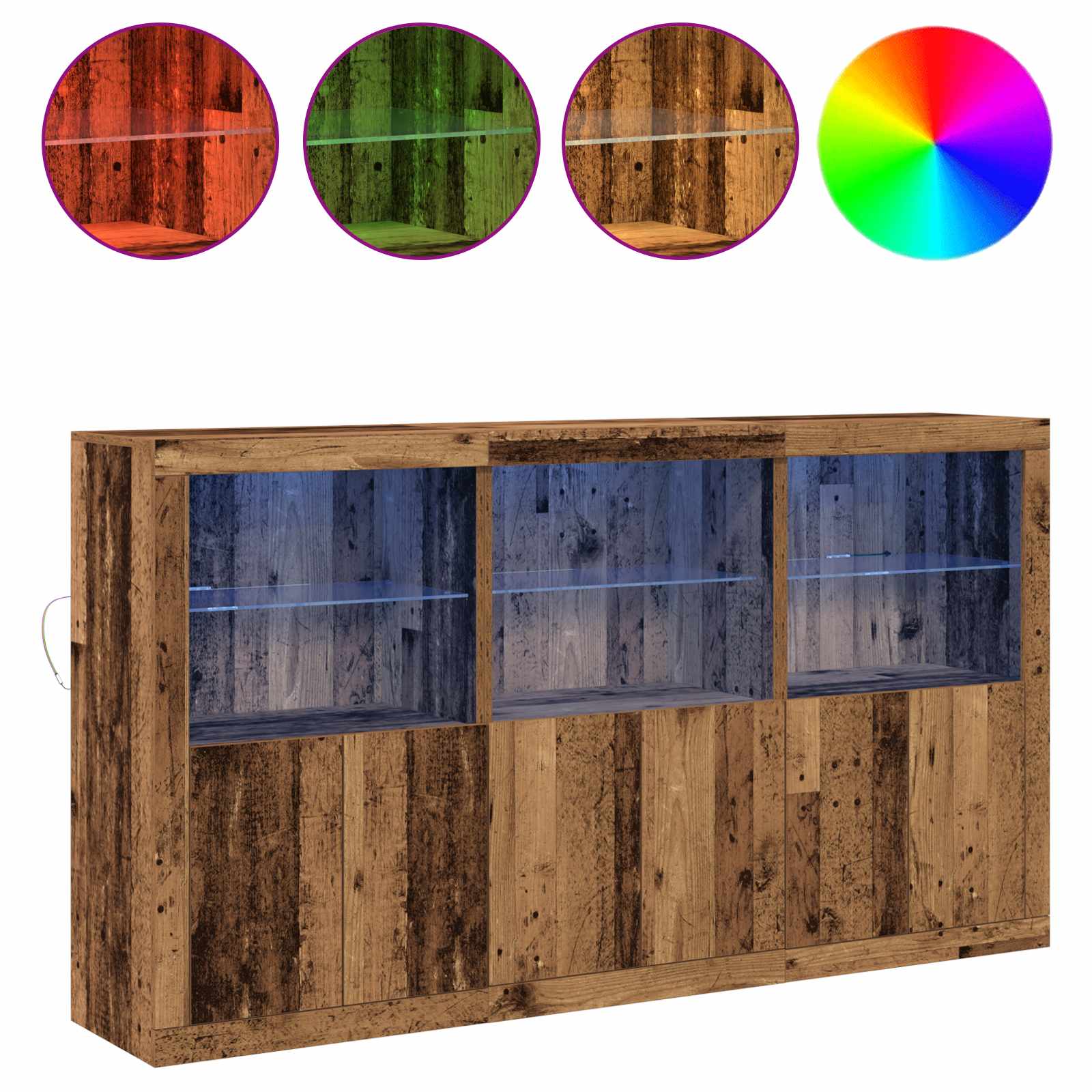 LED-Sideboard Altholz 181,5 x 37 x 100 cm Holzwerkstoff