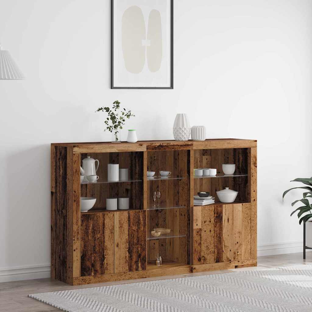 LED-Sideboard Altholz 162 x 37 x 100 cm Holzwerkstoff