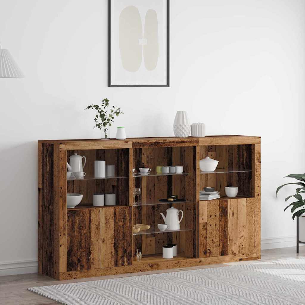LED-Sideboard Altholz 181,5 x 37 x 100 cm Holzwerkstoff