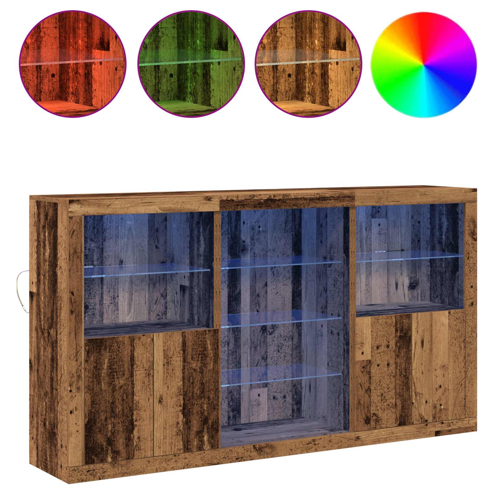 LED-Sideboard Altholz 181,5 x 37 x 100 cm Holzwerkstoff