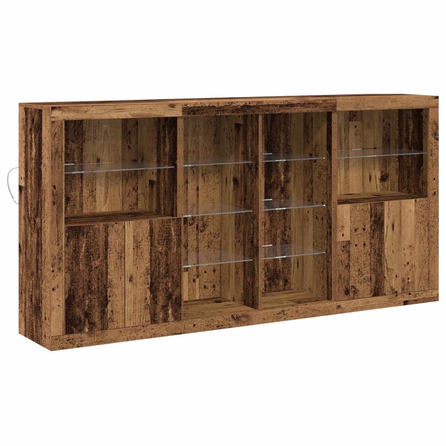 LED-Sideboard 3 stk. Altholz 202 x 37 x 100 cm Holzwerkstoff