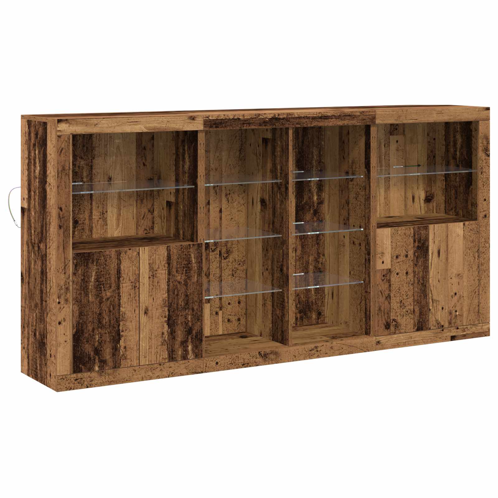 LED-Sideboard 3 stk. Altholz 202 x 37 x 100 cm Holzwerkstoff