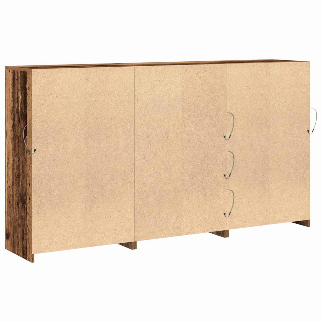 LED-Sideboard 3 stk. Altholz 202 x 37 x 100 cm Holzwerkstoff
