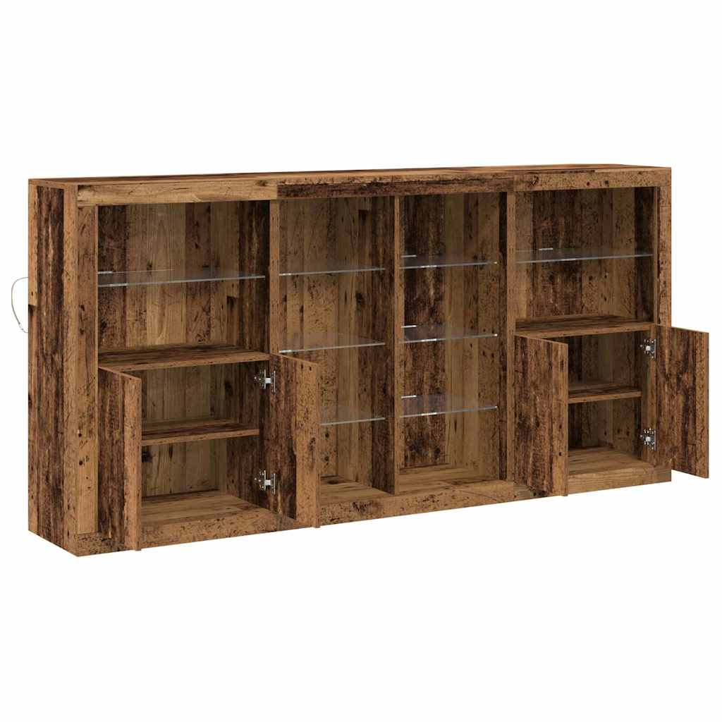 LED-Sideboard 3 stk. Altholz 202 x 37 x 100 cm Holzwerkstoff
