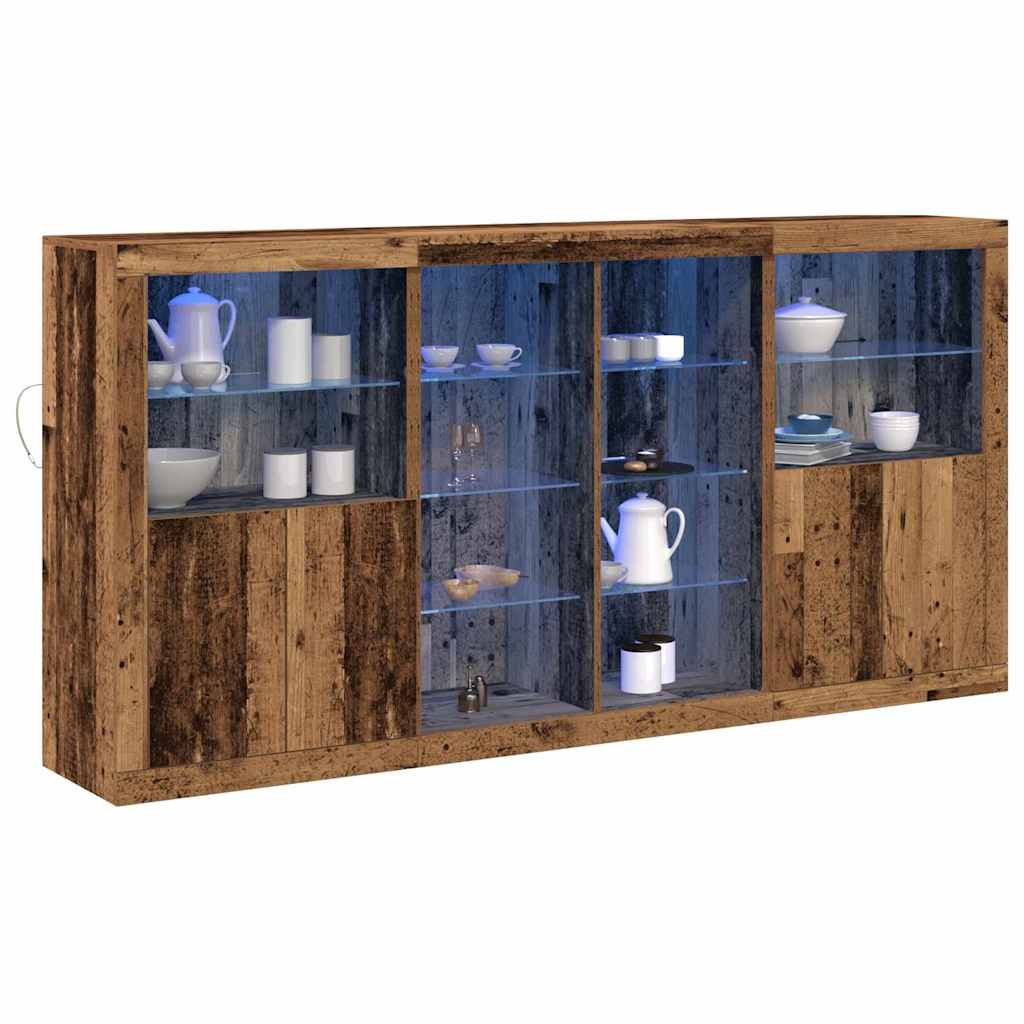 LED-Sideboard 3 stk. Altholz 202 x 37 x 100 cm Holzwerkstoff