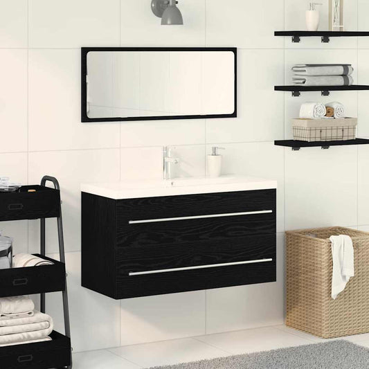 Waschbeckenunterschrank mit Becken 3 pcs Schwarze Eiche