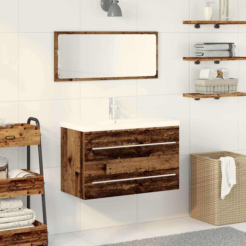 Waschbeckenschrank mit Schubladen Altholz 80 x 38,5 x 48 cm