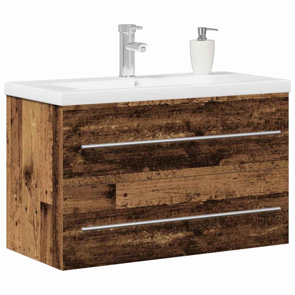 Waschbeckenschrank mit Schubladen Altholz 80 x 38,5 x 48 cm