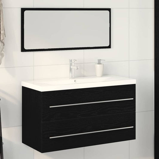 Waschbeckenunterschrank mit Becken 3 pcs Schwarze Eiche