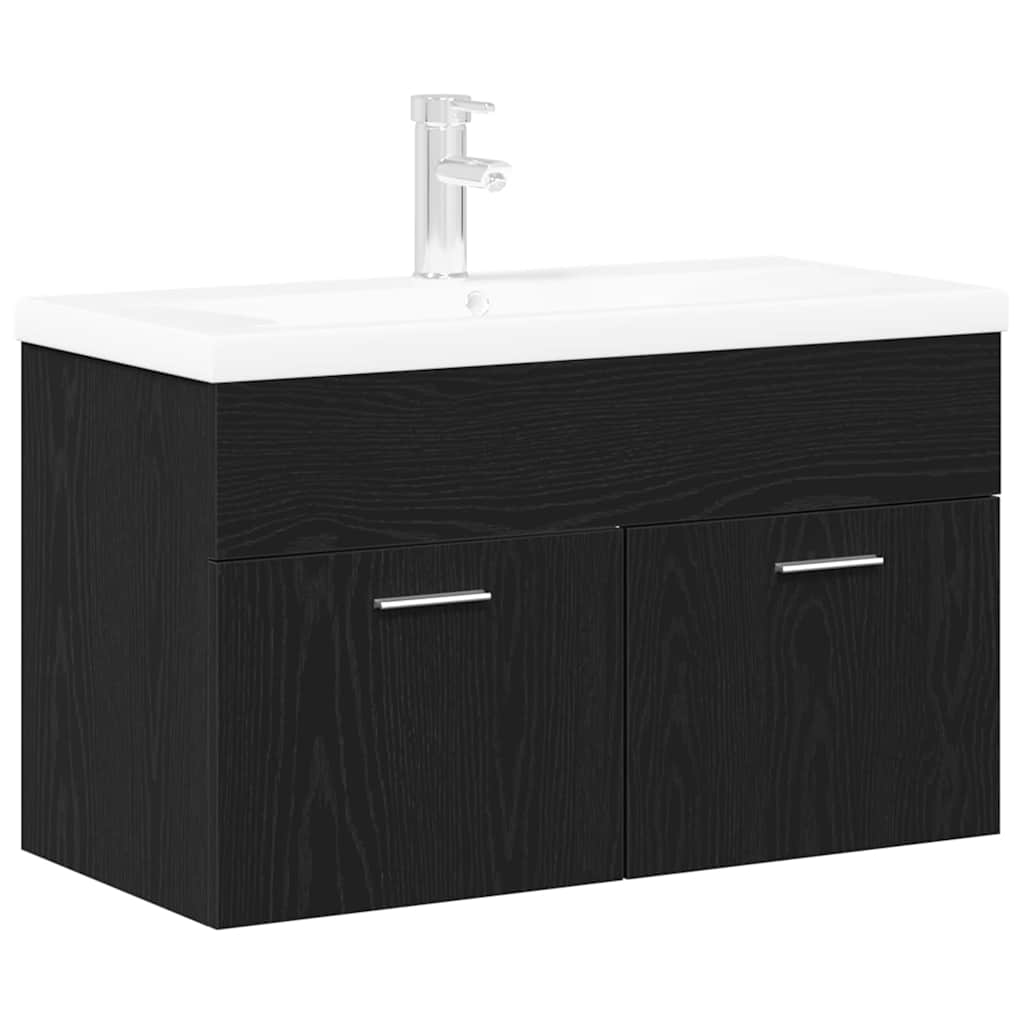 Badezimmerschrank Schwarz Eichen-Optik 90 x 38,5 x 46 cm