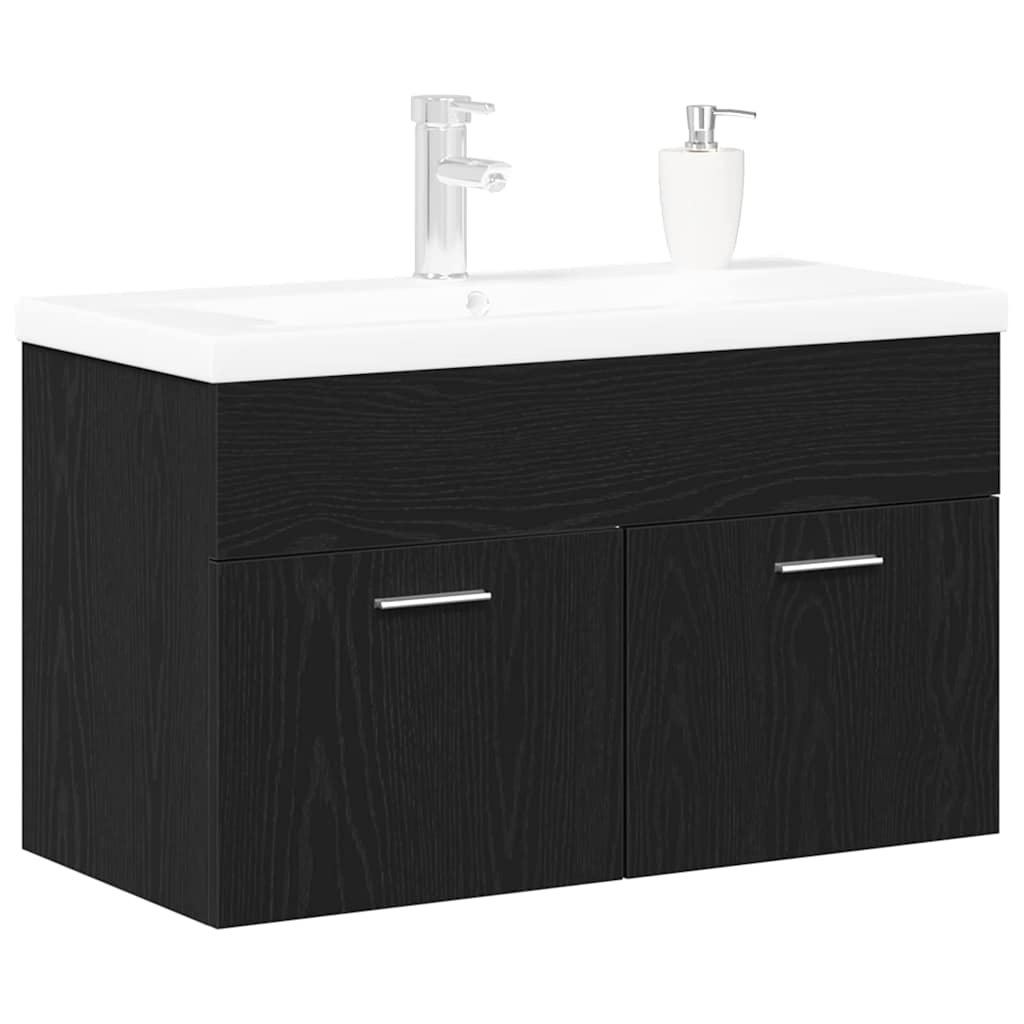 Badezimmerschrank Schwarz Eichen-Optik 90 x 38,5 x 46 cm
