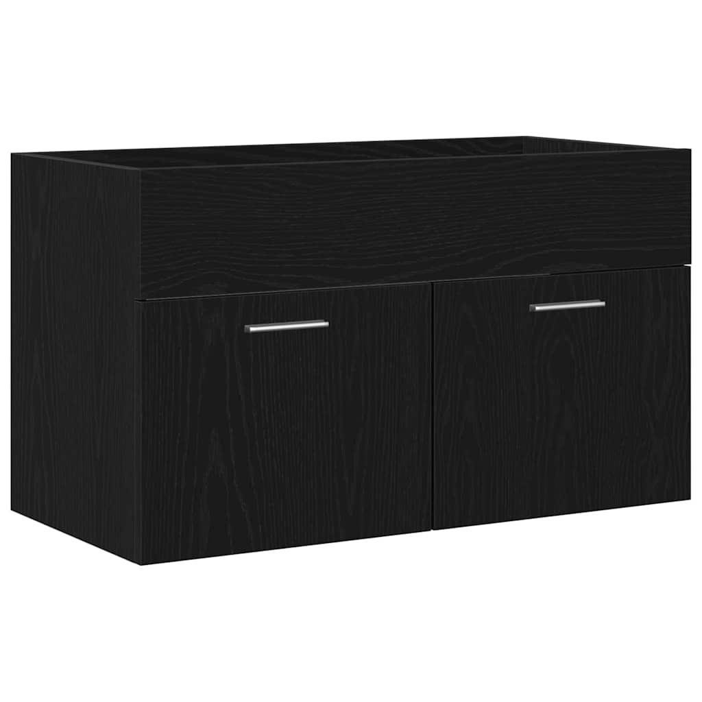 Waschbeckenunterschrank Schwarz Eichen-Optik 80 x 38,5 x 46 cm