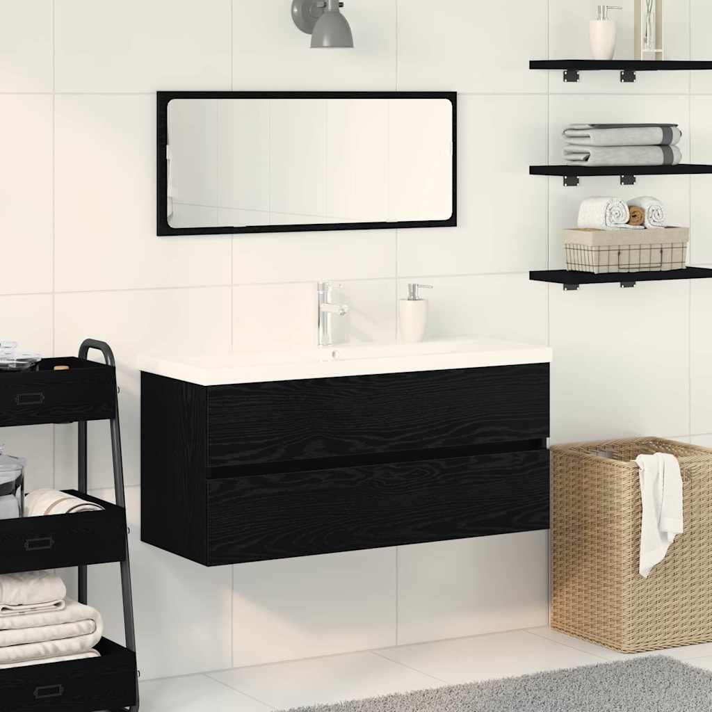 Waschbeckenschrank Schwarz Eichen-Optik 100 x 39 x 62 cm