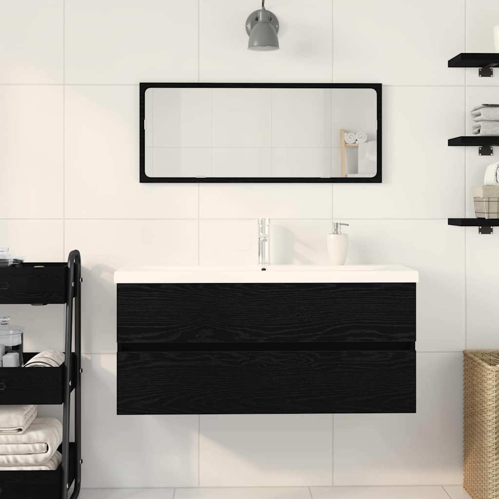 Waschbeckenschrank Schwarz Eichen-Optik 100 x 39 x 62 cm