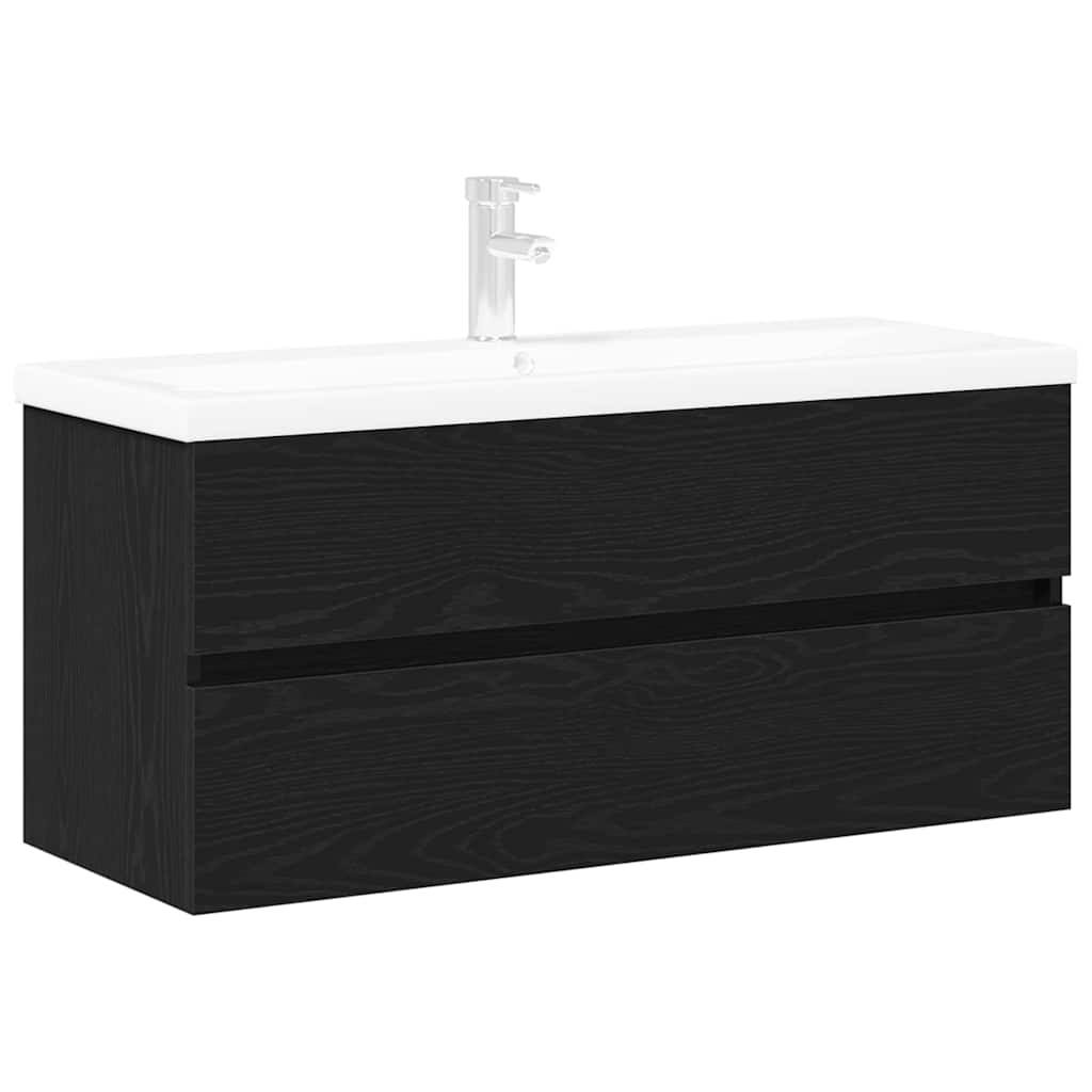 Waschbeckenschrank Schwarz Eichen-Optik 100 x 39 x 62 cm