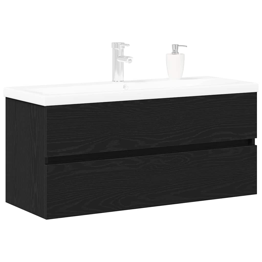 Waschbeckenschrank Schwarz Eichen-Optik 100 x 39 x 62 cm