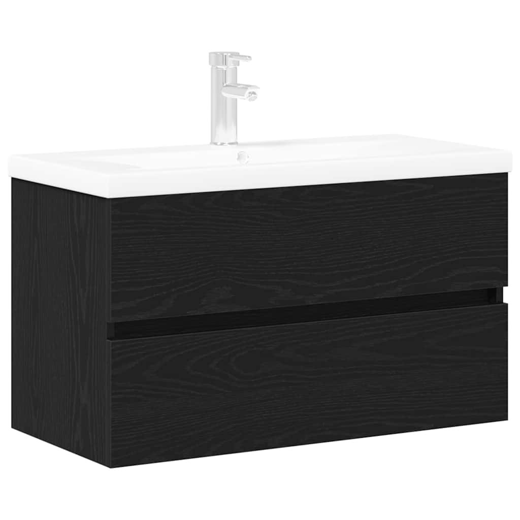 Waschbeckenunterschrank mit Tür Schwarze Eiche 80 x 39 x 62 cm