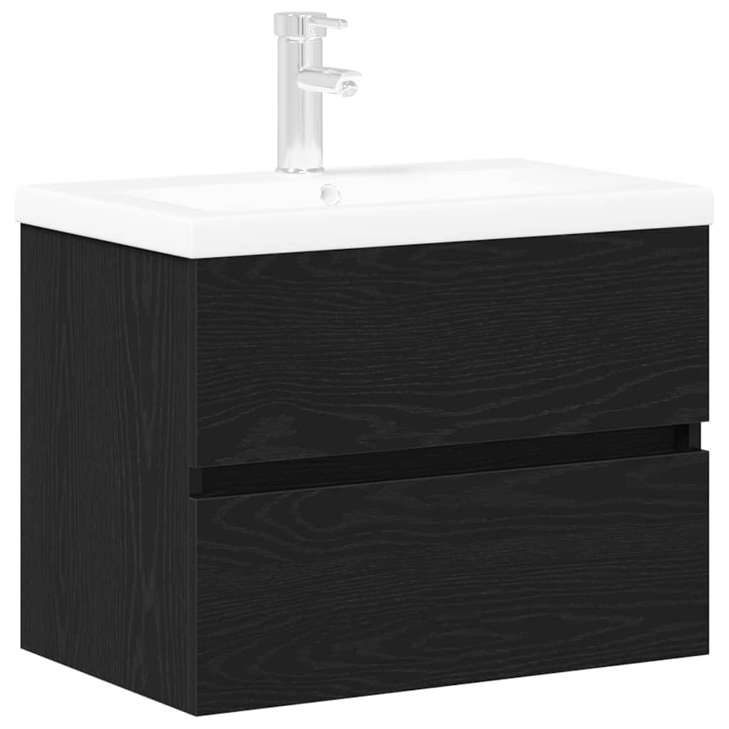Waschbeckenschrank Schwarz Eichen-Optik 60 x 39 x 62 cm