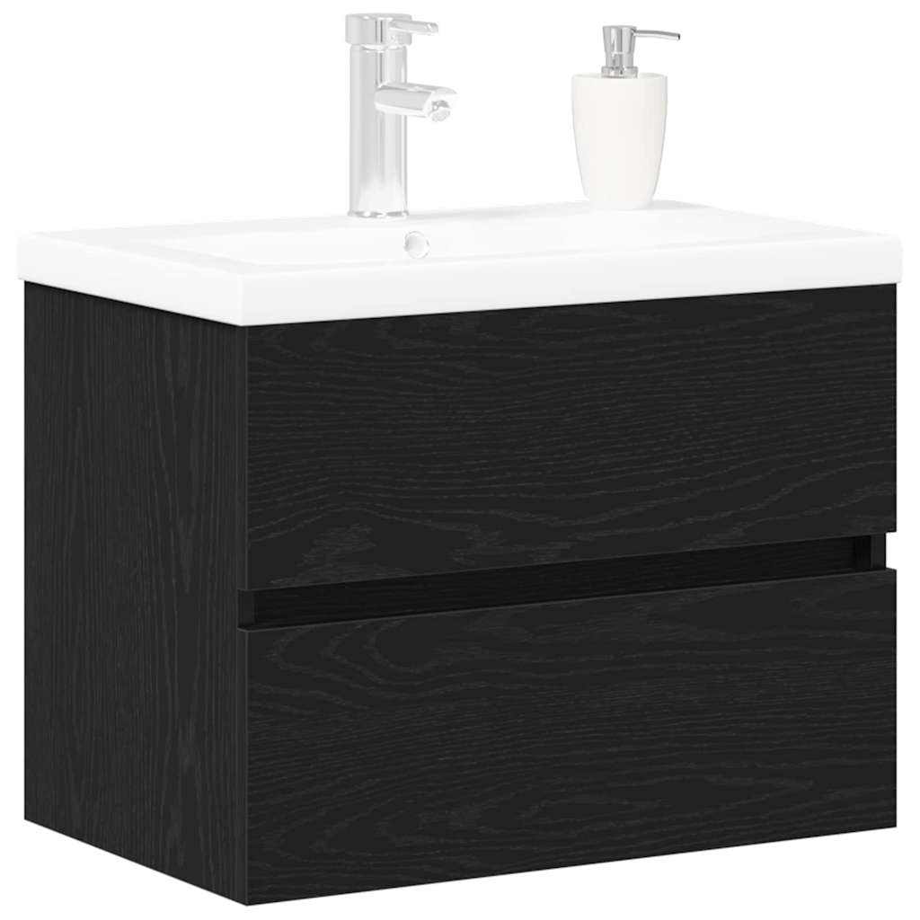 Waschbeckenschrank Schwarz Eichen-Optik 60 x 39 x 62 cm