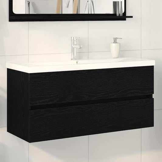 Waschbeckenunterschrank mit Tür Schwarze Eiche 100 x 39 x 62 cm