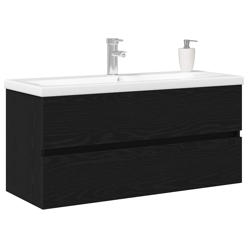 Waschbeckenunterschrank mit Tür Schwarze Eiche 100 x 39 x 62 cm