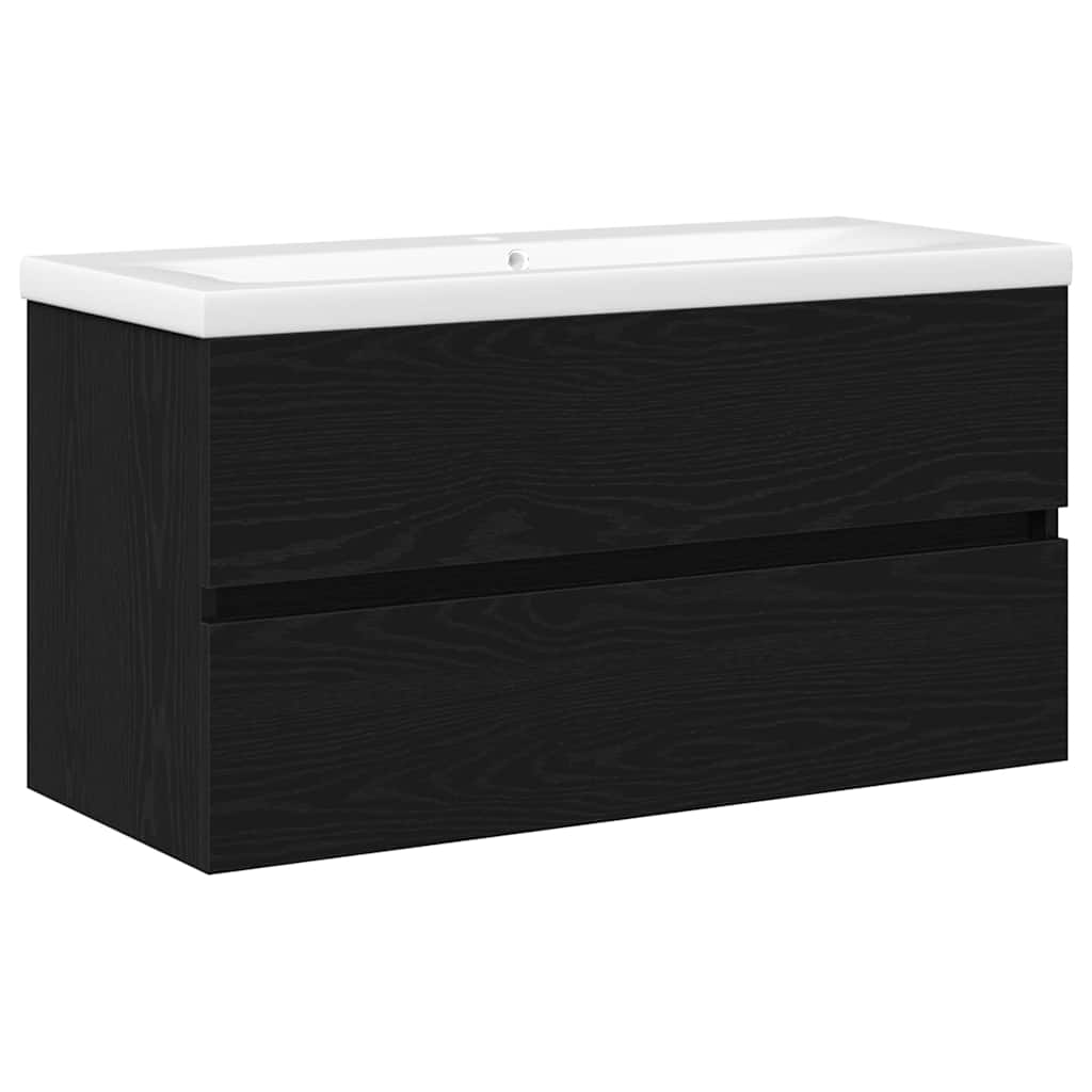 Waschbeckenschrank Schwarz Eichen-Optik 90 x 39 x 62 cm