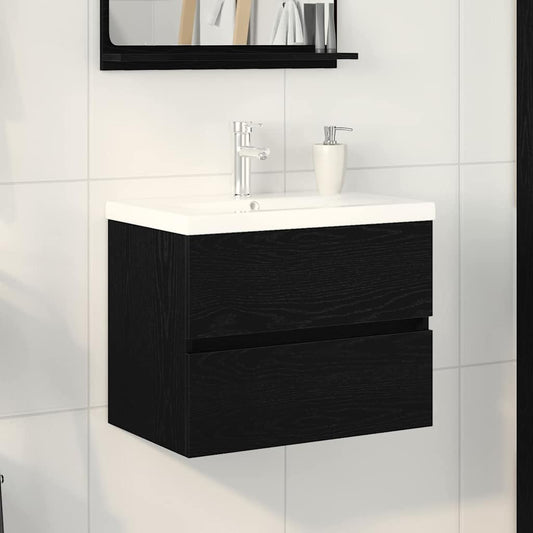 Waschbeckenunterschrank mit Tür Schwarze Eiche 60 x 39 x 62 cm