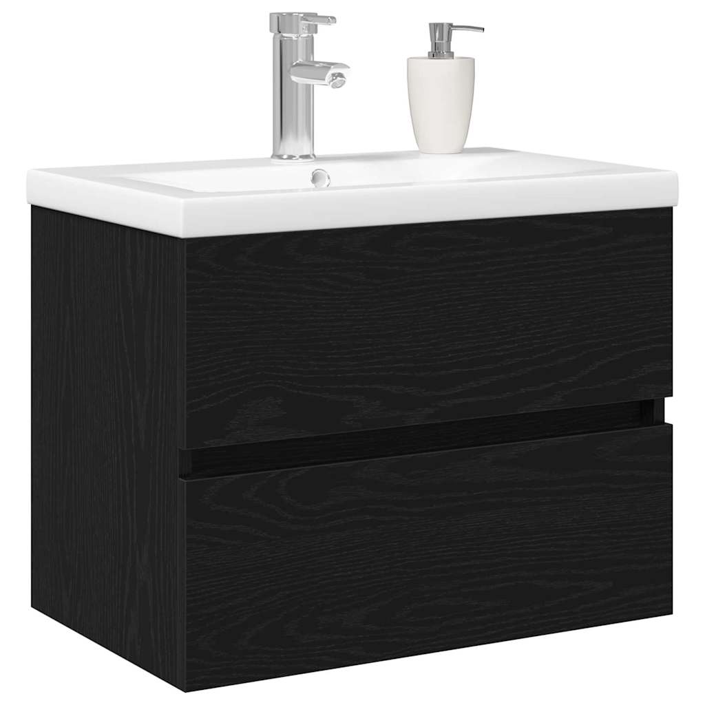 Waschbeckenunterschrank mit Tür Schwarze Eiche 60 x 39 x 62 cm